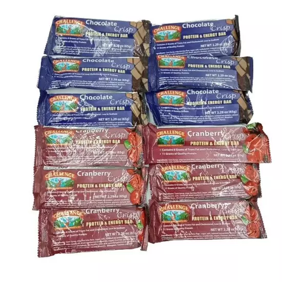 12 A-PACK Challenge Bars Energy dessert Chocolate/Cranberry Crisp MRE Camping