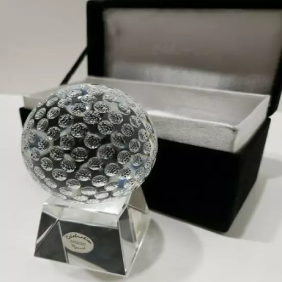 Waterford Celebrations Crystal Golf Ball 2.5" Diameter With Stand in Box 