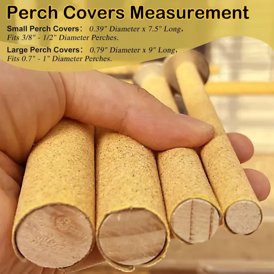 S&X Sanded Perch Covers for Parakeets, Lovebirds, Parrotlets, Finches, Canaries,