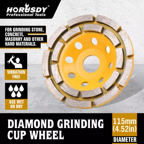 4-1/2" Diamond Cup Grinding Wheels Double Row Concrete 18 seg Angle Grinder