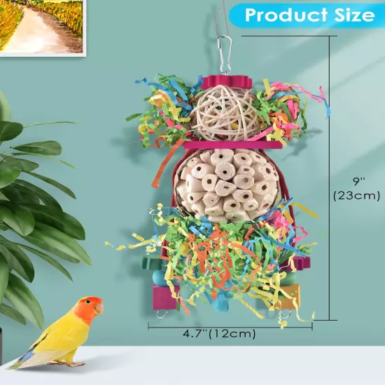 Conure Toys, 2PCS Bird Parrot Foraging Shredder Hanging Toys Sola Balls Sepak Ta