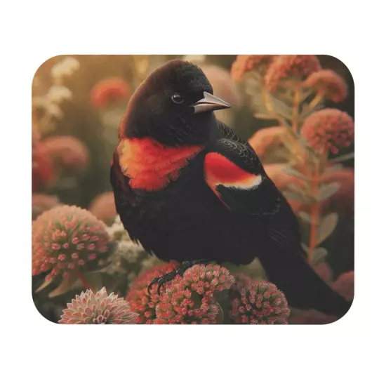 Mouse Pad (Rectangle) Red Winged Blackbird in Natural Environment Design 1