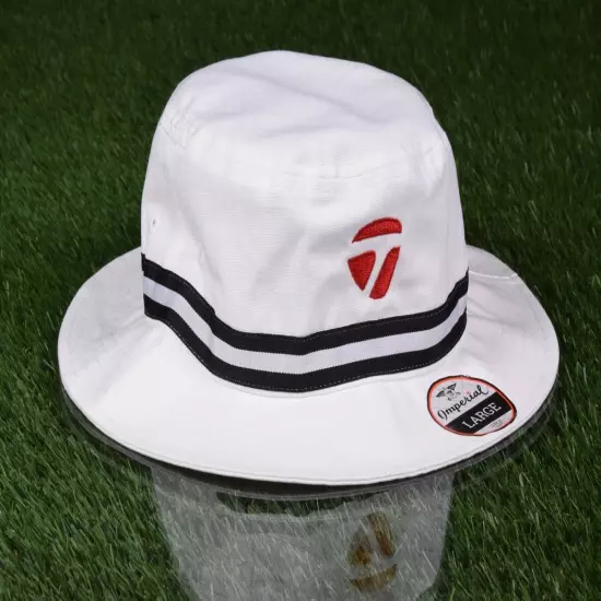 TAYLORMADE TOUR ISSUE BUCKET HAT, NEW LOGO GOLF TEAM STAFF WHITE ~ L@@K!!