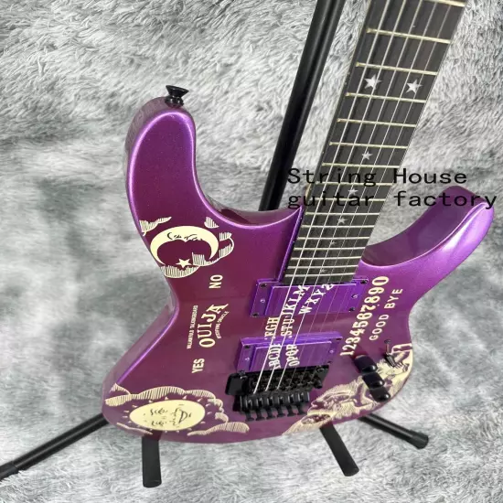 ST Custom Purple Ouija Electric Guitar Black Part Basswood Body High Quality