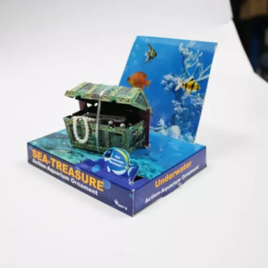 2" Treasure Chest Air Driven Ornament Fish Tank Decor Aquarium Decoration