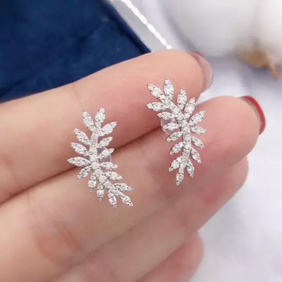 Fashion Cubic Zircon 925 Silver Filled Stud Earring Women Wedding Party Jewelry