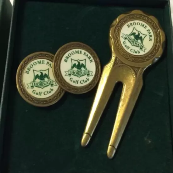 Vintage "Thorough" Broome Park Golf Club Divot Tool & Ball Markers Set England