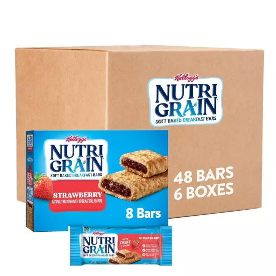 Nutri-Grain Soft Baked Breakfast Bars, Made with Whole Grains, Kids Snacks, Valu