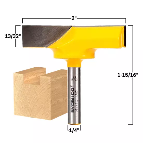 2" Diameter Bottom Cleaning Router Bit - 1/4" Shank - Yonico 14871q