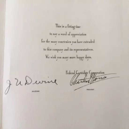 Federal Cartridge Company Letter From President Signed With Picture D23