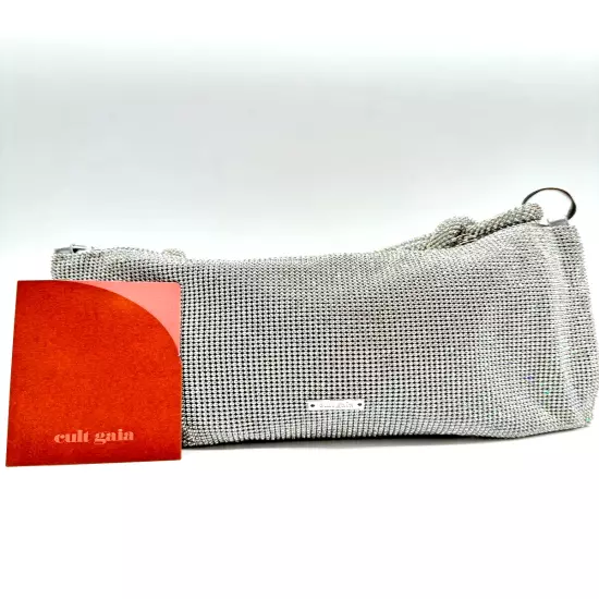 CULT GAIA Hera Nano rhinestone shoulder evening bag + Dust bag -Silver