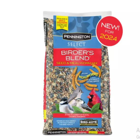 Pennington Select Birder's Mealworm Blend, Dry Wild Bird Seed and Feed, 10 lb.