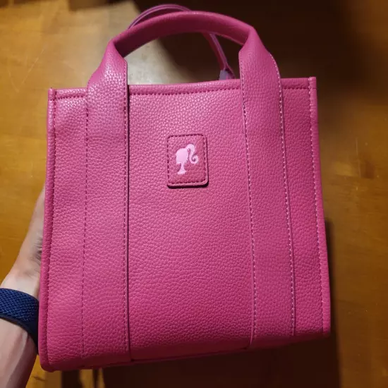 Barbie Movie Logo Pink Purse Tote Hand Shoulder Bag Faux Leather Mattel READ