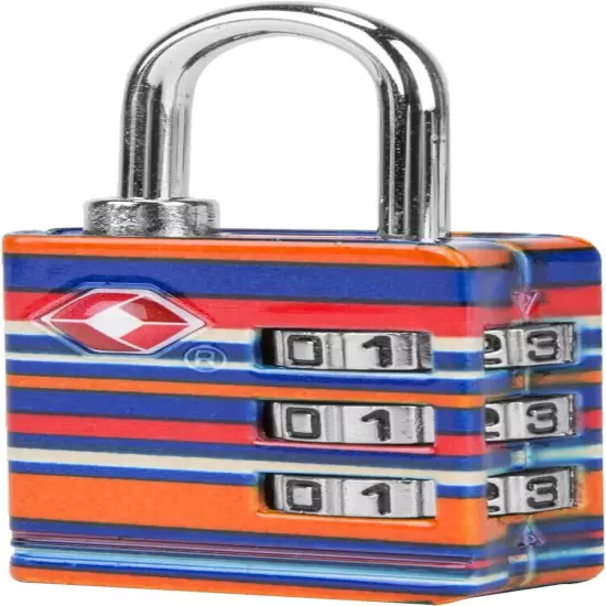 Lot of 2 Travelon TSA Luggage Locks, Coral Stripe, New in Packaging