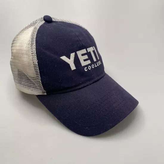 Yeti Coolers Snap Back Trucker Hat Cap Mesh Navy Blue One Size -