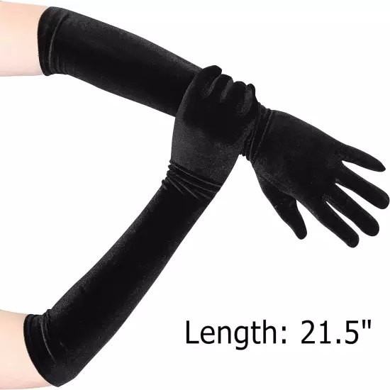 Long Opera Gloves for Women Velvet Gloves 1920S Flapper Stretchy Elbow Length Ha