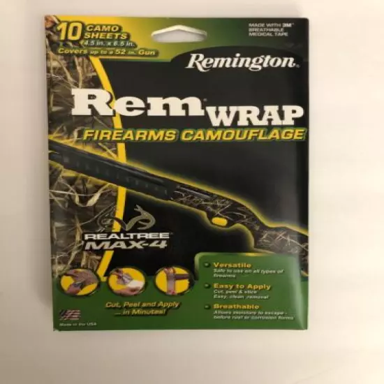 Remington Rem Wrap-3M Breathable Camouflage Tape-Realtree Max-4-10 sheets-RARE