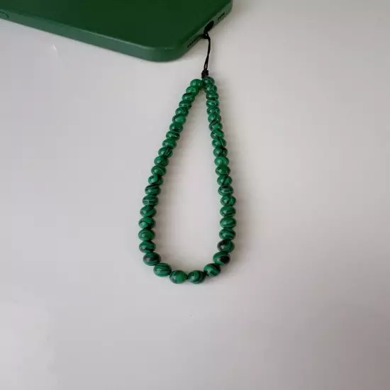 Green Malachite Stone Beaded Phone Wrist Strap, Camera Strap, Gift Idea