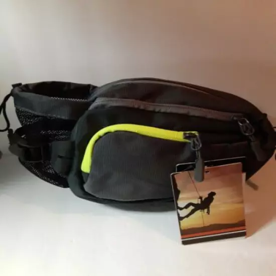 ExtremePak Durable Light Fanny Pack Waist Bag Water Bottle Holder 4 Pockets Gray