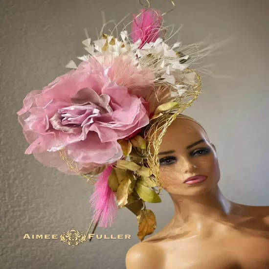 Champagne Yellow Rose Kentucky Derby Fascinator Bridal Flower Royal Ascot Hat