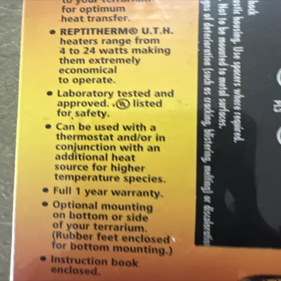 NEW ReptiTherm UTH Heat Pad 10-20 Gallon Reptile Terrarium 6" x 8" (RH-4) SEALED