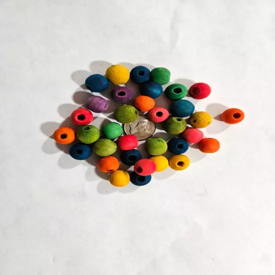 150 Pcs 7/16" Colorful Round Wood Beads DIY Crafts Parrot Bird Toy Parts