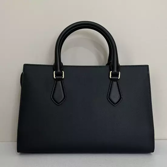 New Michael Kors Sheila Medium Saffiano Vegan Leather Satchel Black