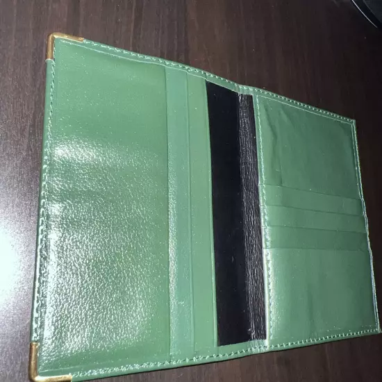 NEW Rolex Vintage Green Leather Card Wallet Passport Holder NEW