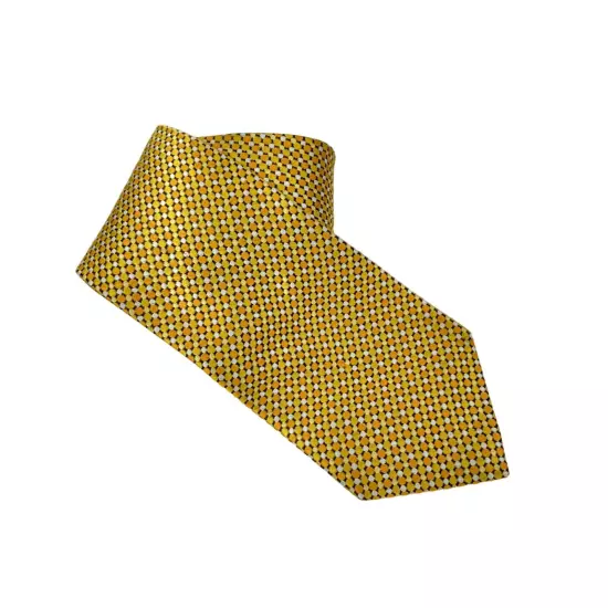 Fabio Fazio Mens Silk Yellow and Black Hexagon Pattern Tie