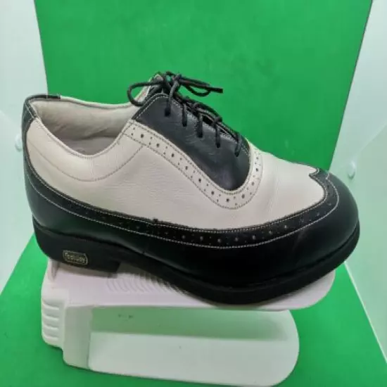 VTG FOOTJOY Europa Brogue Wingtip 2 Tone Golf Shoes Women’s 9W Black Leather