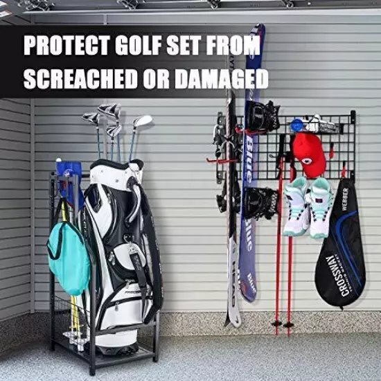  Golf Storage Garage Organizer,Golf Bag Storage Stand and Other Matte Black