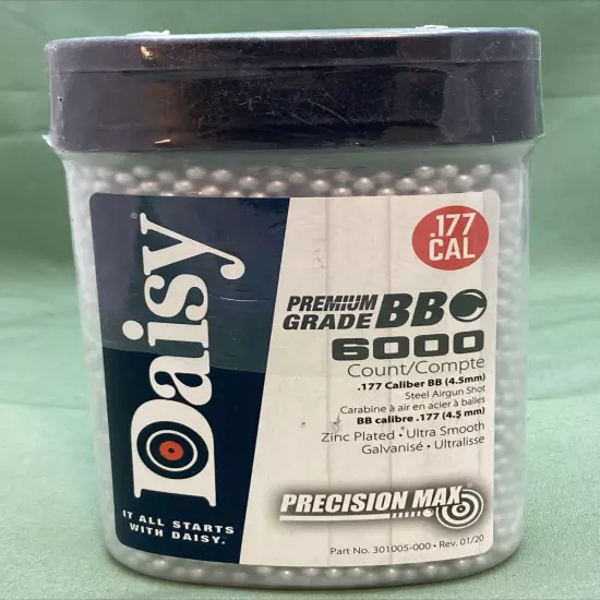 NEW DAISY 980060-001 PRECISION MAX BB ZINK/STEEL AIRGUN BB .177 CAL 4.5MM 6000CT