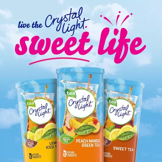 Crystal Light Sugar-Free Peach Mango Green Tea Naturally Flavored Powdered 60 Ct