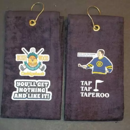 Caddyshack & Happy Gilmore Golf Sport Towel Set 16x26 Black 