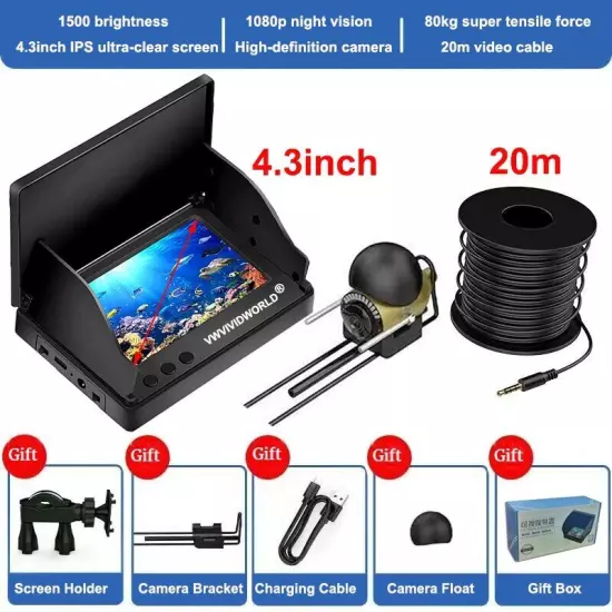 5.0/4.3 Inch Display Underwater 220° Fishing Camera Waterproof 9 Hours Endurance