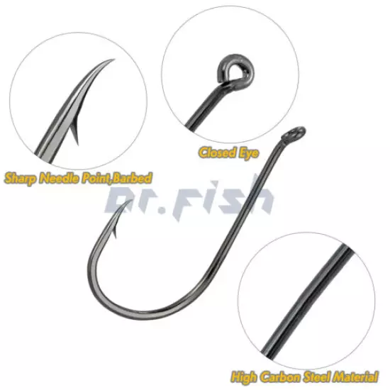 50/100pcs Octopus Circle Fishing Hooks Size #8-9/0 High Carbon Steel Saltwater