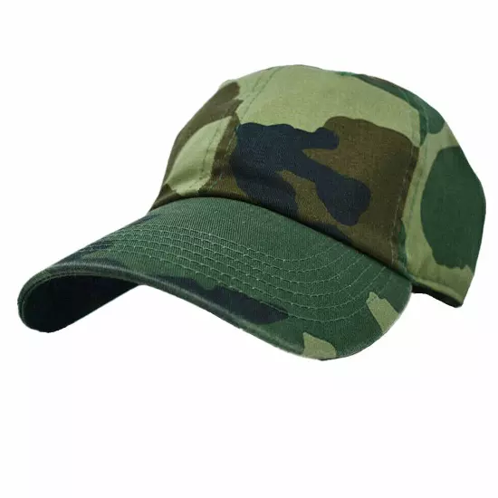 Plain Adjustable Military Solid Washed Cotton Polo Style Baseball Cap Dad Hat