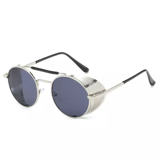 Retro Metal Steampunk Round Sunglasses Mens Women Outdoor Shades Shield Glasses