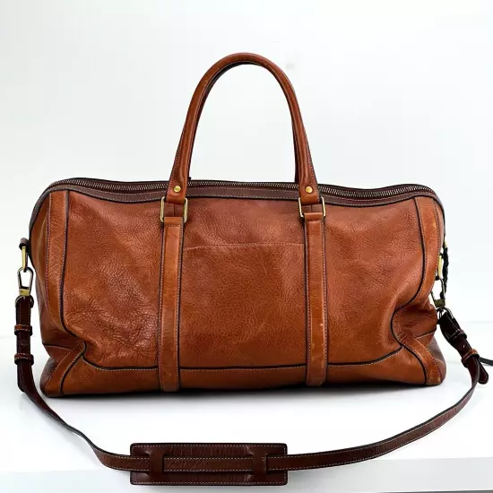 Vintage Fossil Weekender Duffel Bag Travel Bag Luggage Genuine Leather