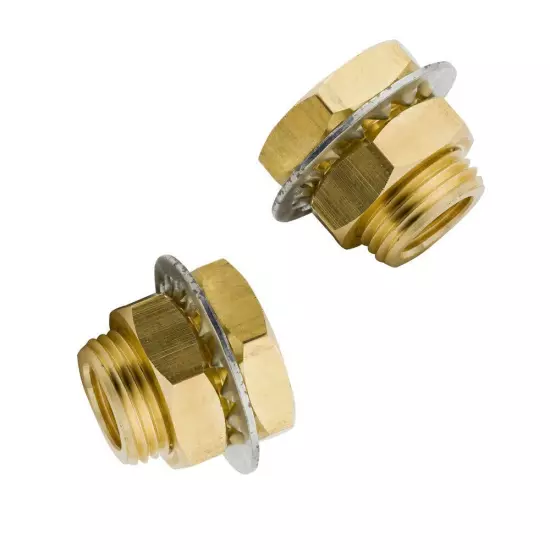 2 Pack Brass Bulkhead Fitting 1/4" NPT Female Bulk head Pipe Fitting Bulkhead