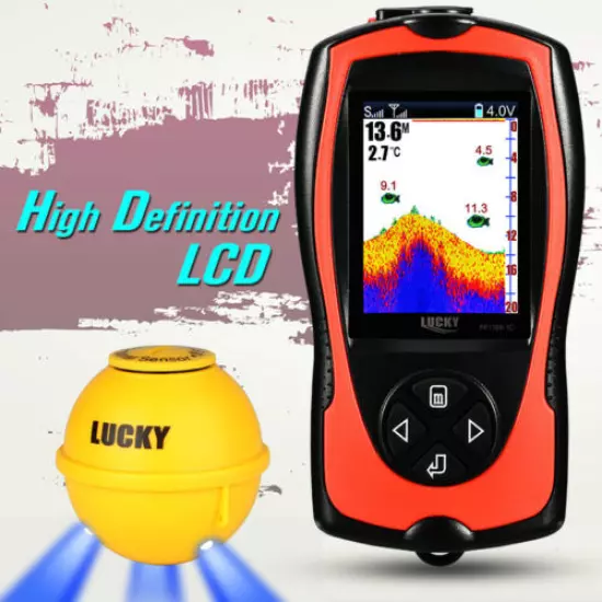 Lucky FF1108-1CWLA 45m Wireless/Sonar Rechargeable Fish Fishing Finder funshare