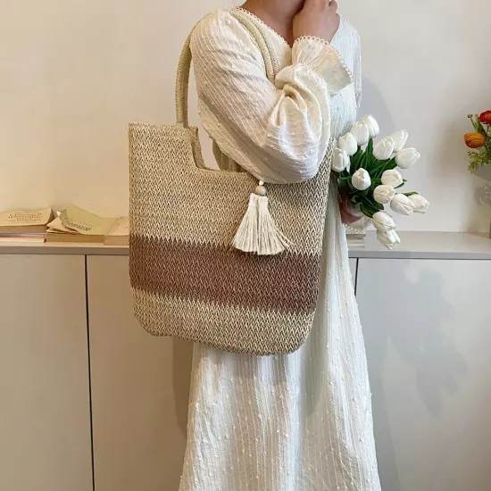 Straw Beach Bag Summer Woven Tote Bag Shoulder Bag Women Handbags Bag