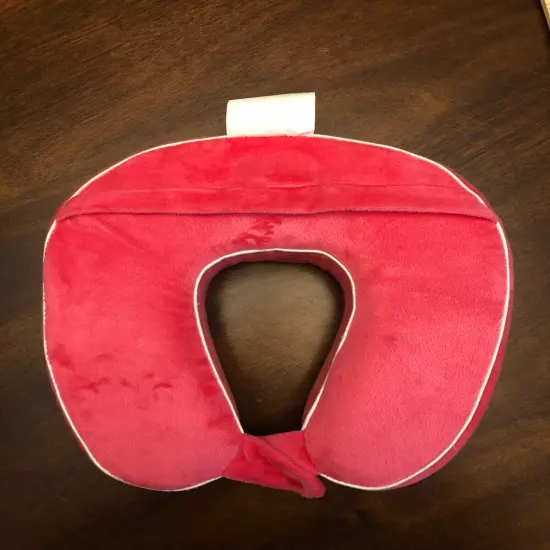 Pink Velour Neck Pillow With Zip Cover Polyurethane Foam Filled Soft Comfy