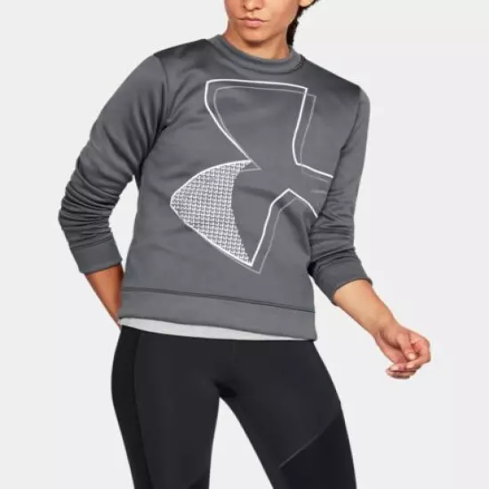 Under Armour Women's Rhino Gray Armour Fleece Crew Exploded Pullover Sweatshirt