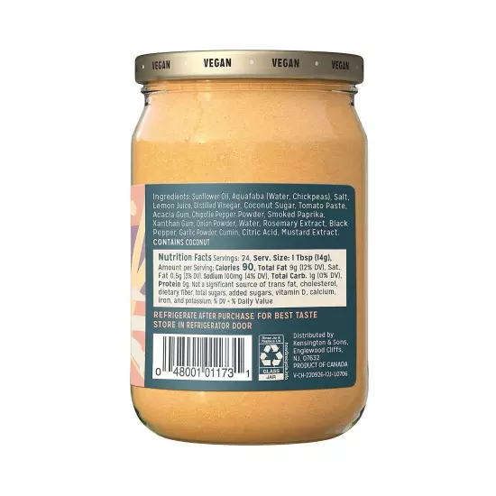 Sir Kensington's Chipotle Vegan Mayo 12 oz ( PACK OF 2 )