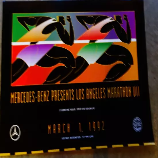 1992 Los Angeles Marathon 36" x 24" Modern Art Deco Poster Mercedes-Benz