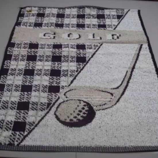 USA Made NWOT 2 Golf Towels w/ Eyelet For Hook 17" x 25" Purple/Navy #119Z