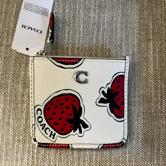 Coach Swinger 20 Strawberry Print Leather Shoulder Bag Purse & ID Wallet Set NWT