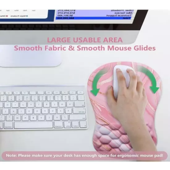 Mouse Pad Wrist Support, Ergonomic Mouse Pad,Pain Relief Keyboard Pink-New