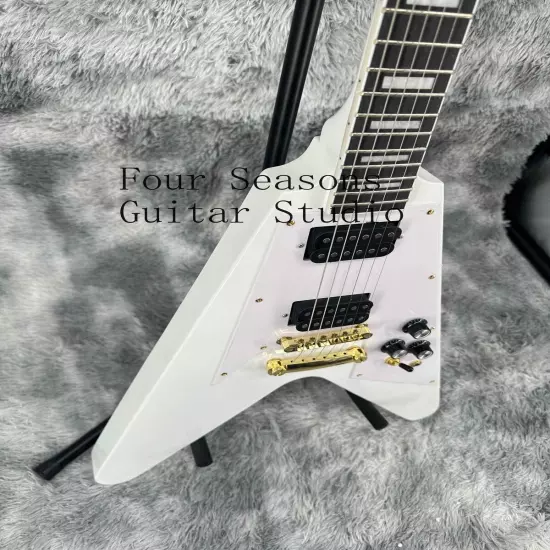 Solid Custom White Specia Shape Electric Guitar White Pickguard Black Fretboard